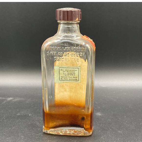 Vintage White Swan Dry Gin Hiram Walker & Sons 1/2 Pint Bottle 1920s-30s - Picture 2 of 8